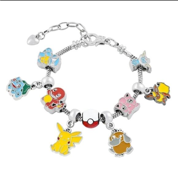 Silver Plated Pokemon Themed Charm Bracelet - Picture 2 of 4